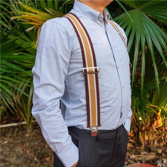 MELOTOUGH Men's Suspenders Fully Elastic 2 inch Wide X back Heavy Duty Work - Picture 3 of 7